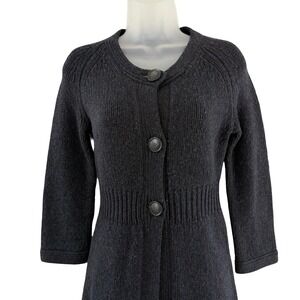 Vintage Theory Sweater Babydoll Womens S Charcoal Wool Cashmere Cardigan Y2K‎